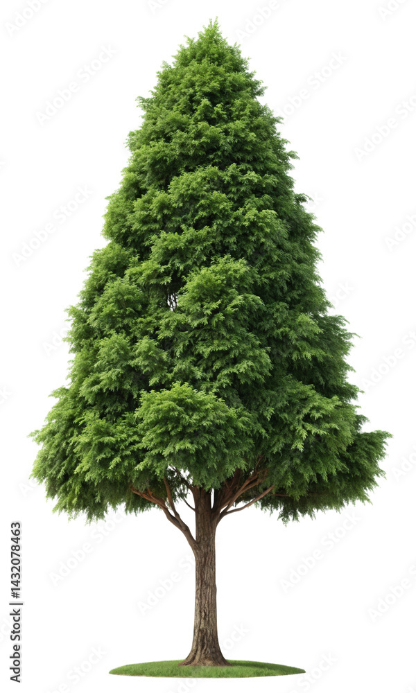 Tall Green Cypress Tree: A striking isolated image of a tall, slender Cypress tree with a symmetrical shape and vibrant green foliage, showcasing its unique beauty and resilience.