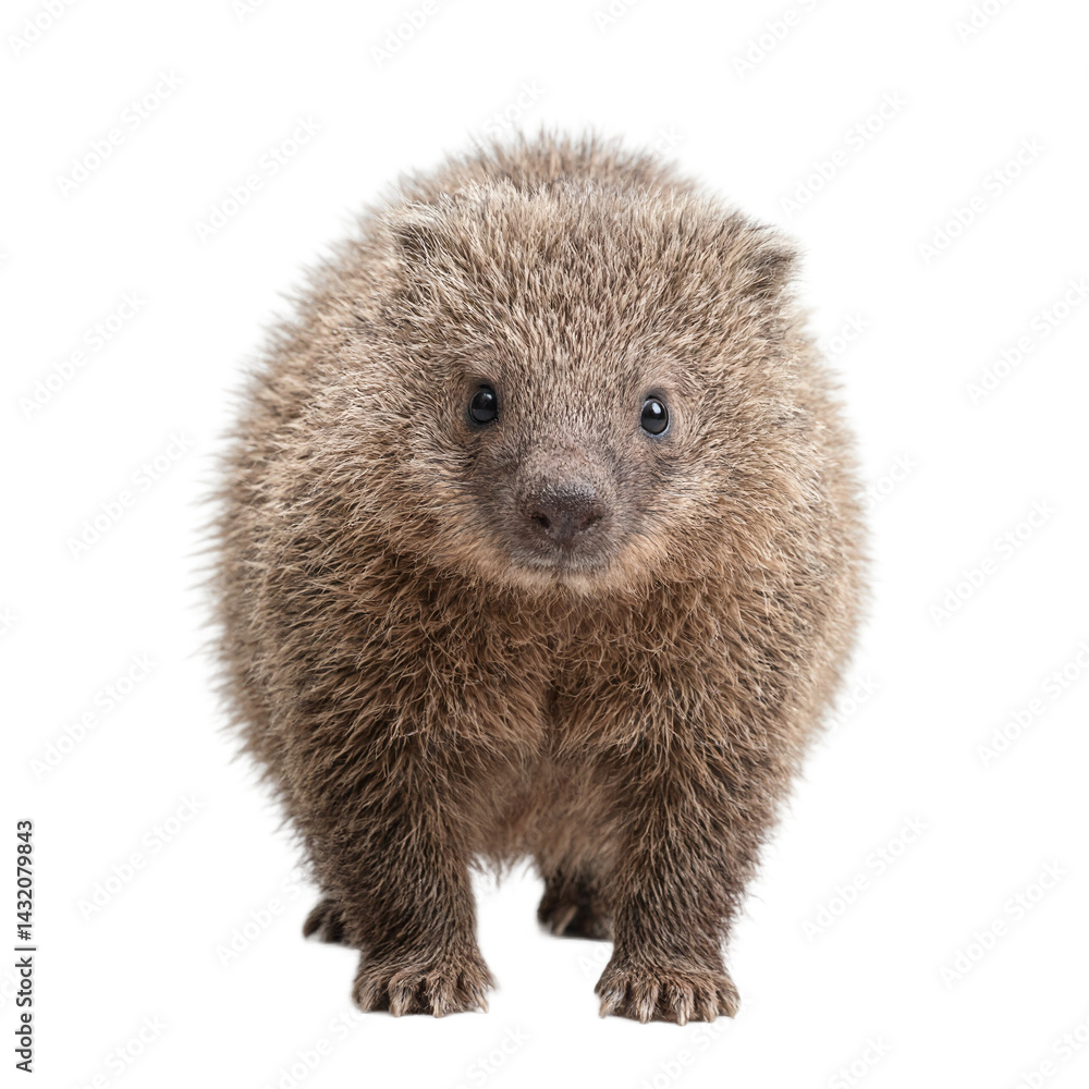Fototapeta premium Isolated fuzzy wombat standing steady for your design projects