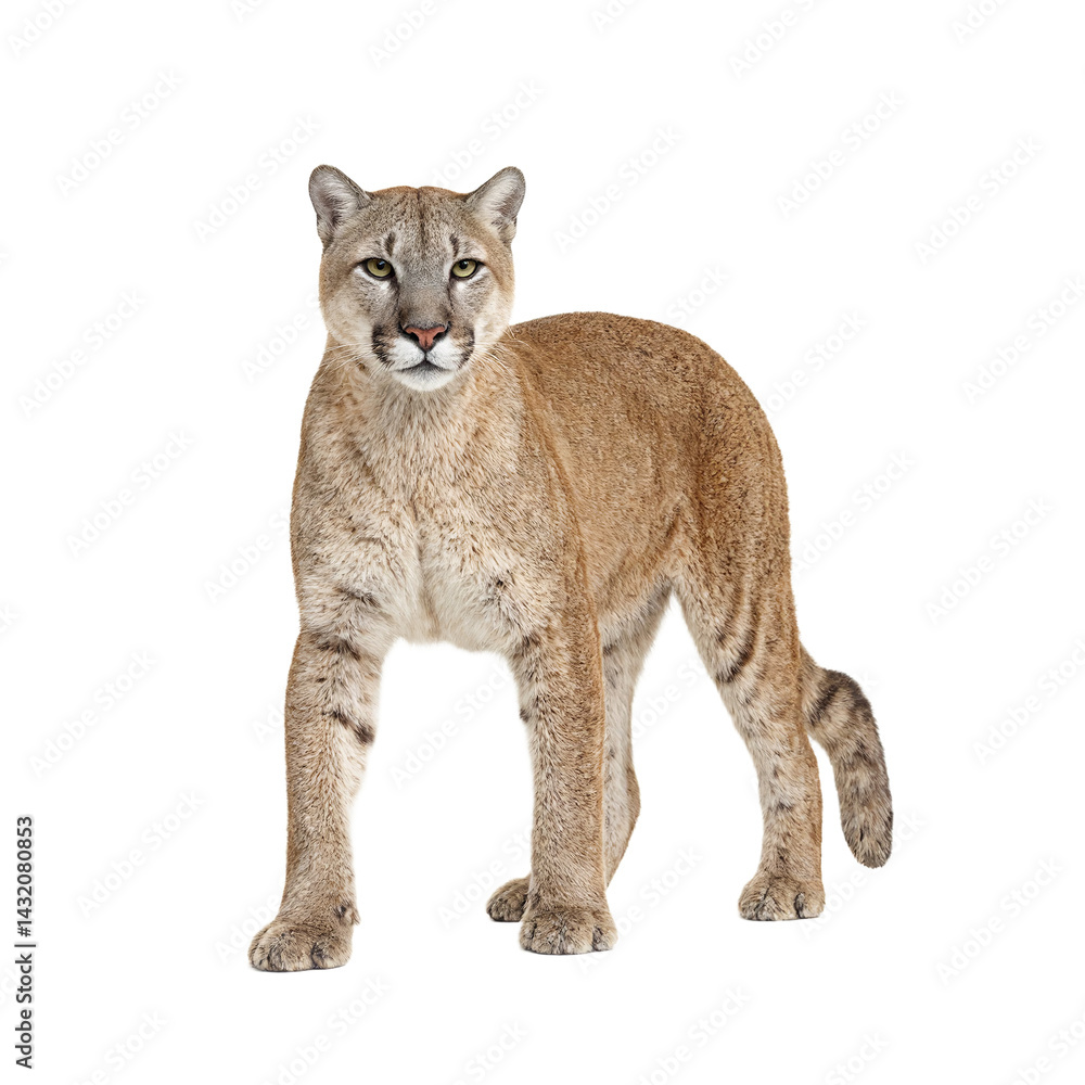 Obraz premium Isolated fierce cougar puma standing alert