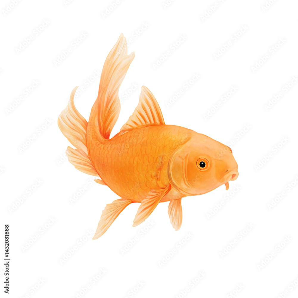 Fototapeta premium Isolated vibrant orange koi fish swimming gracefully