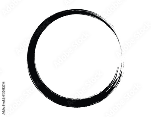 Black brush circle. A round stamp vector was isolated on the background, and a painted black brush circle vector was painted.