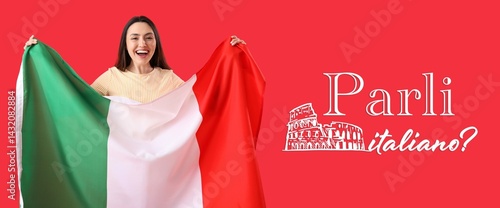 Young woman with flag and t...