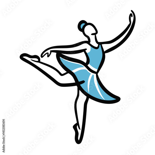 Ballet dancer in an elegant pose on a simple white background for artistic ballet illustration