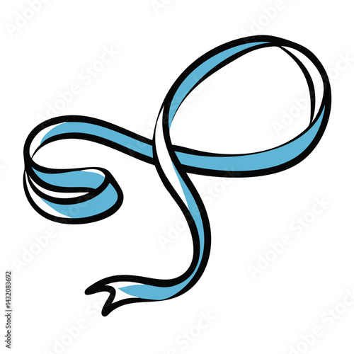 Rhythmic gymnastics ribbon on a simple white background for artistic illustration