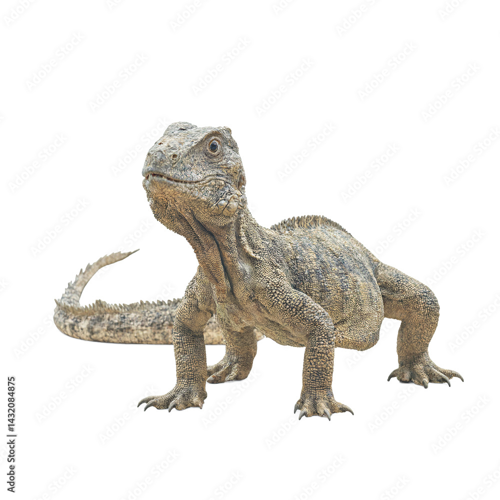 Obraz premium Isolated image of a majestic Komodo dragon in motion perfect for wildlife enthusiasts and educational materials