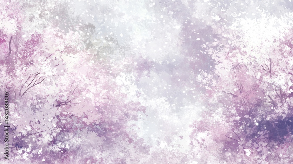 Fototapeta premium Pastel-toned forest of blossoming cherry trees.