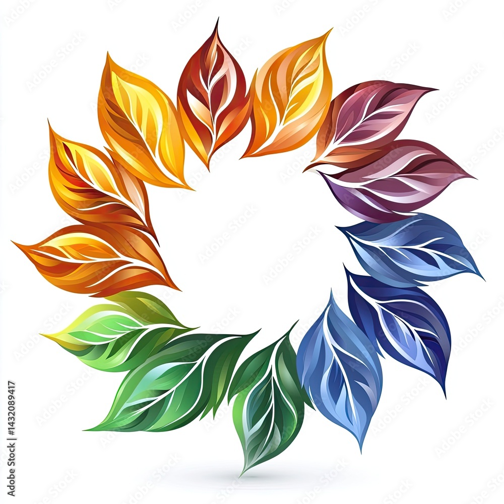 Fototapeta premium Colorful Autumn Leaves Circle Design