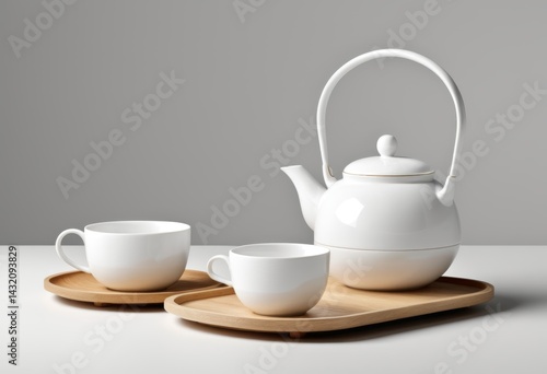 Wallpaper Mural A tray has a teapot and two cups Torontodigital.ca