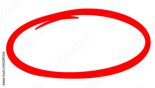 red circle mark on transparent background. png simple organic circle image for exam, mistake, paper, video, highlighting etc concept	