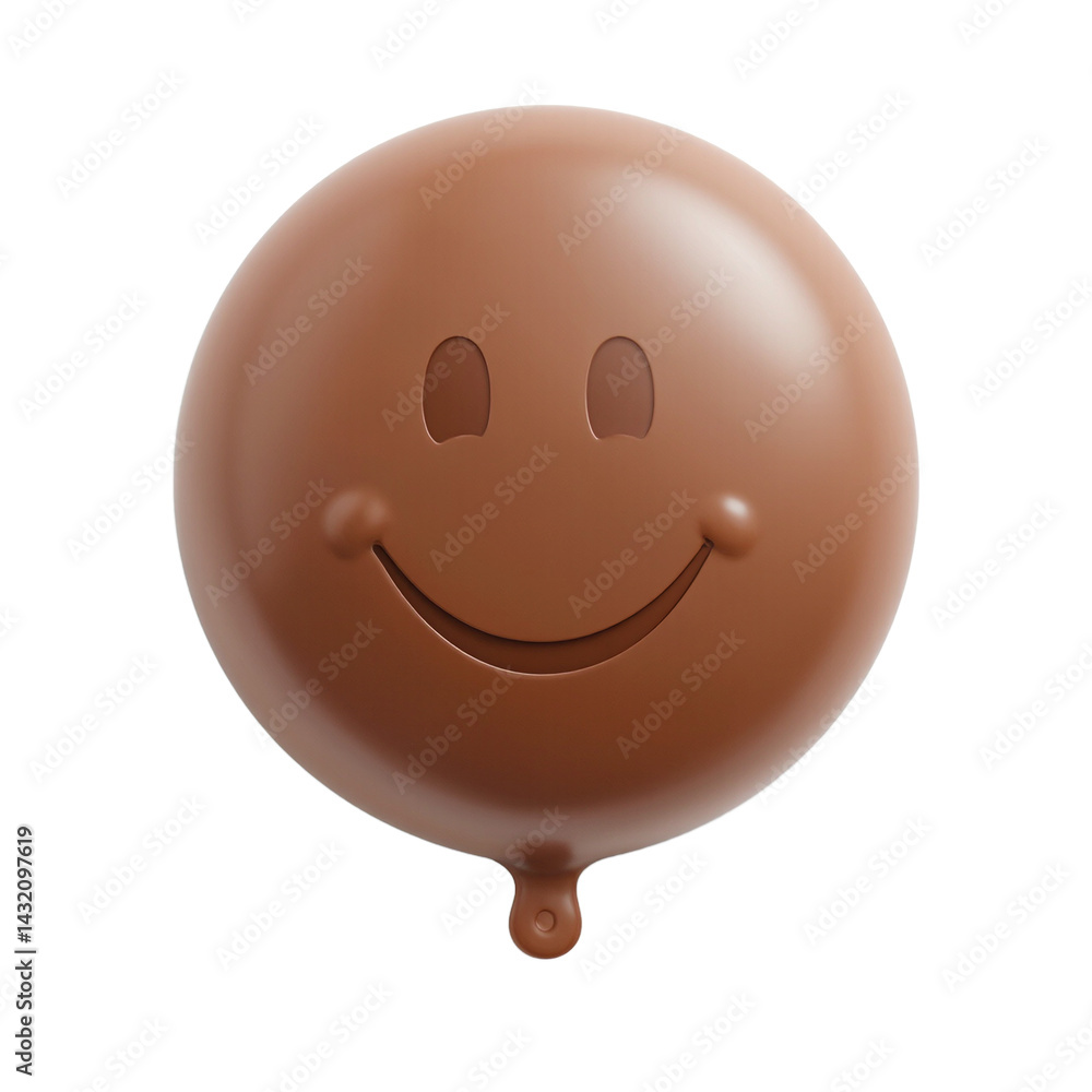 Fototapeta premium Isolated solid milk chocolate balloon round and cheerful