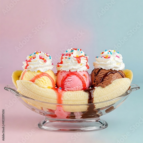 Banana split with cream