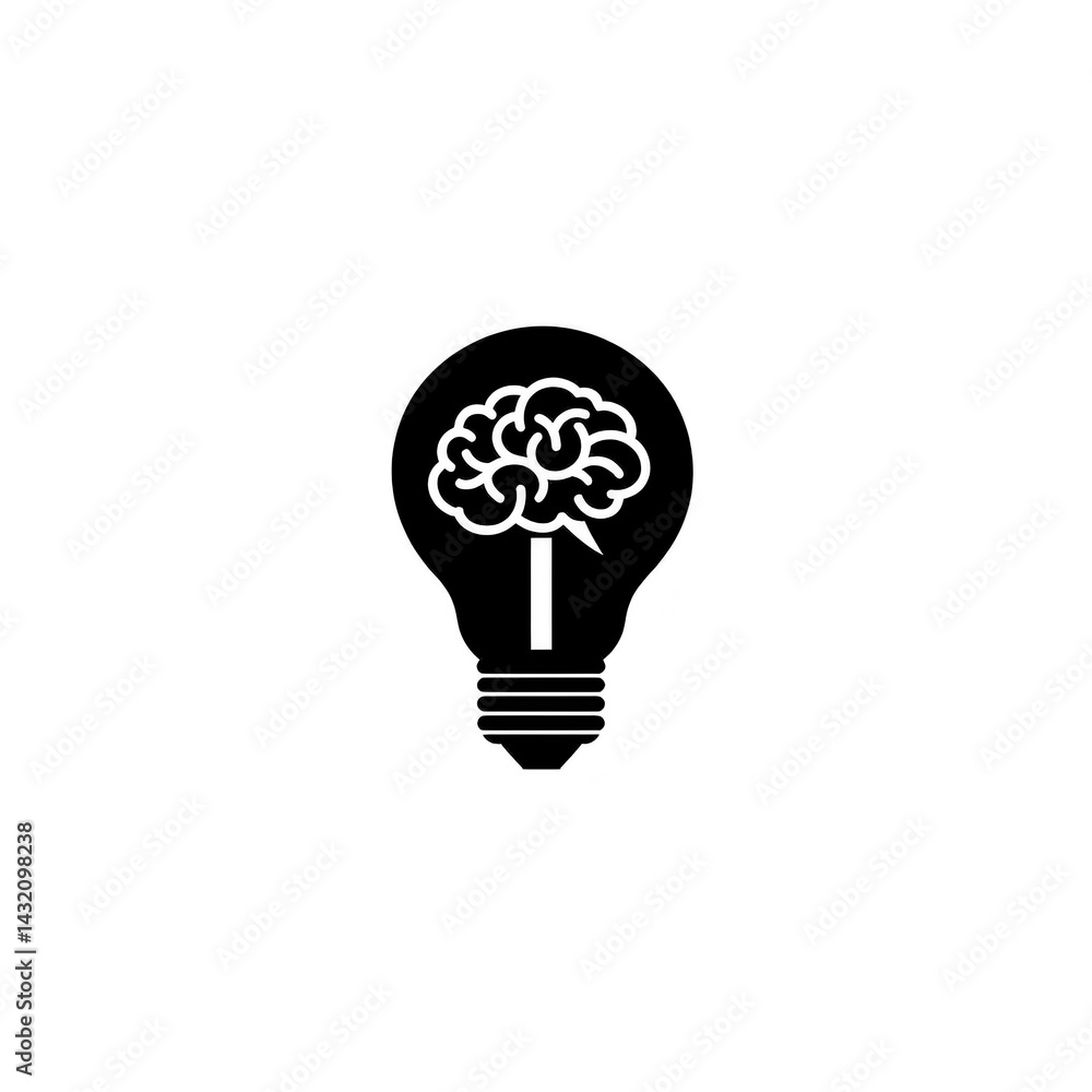 light bulb with brain inside symbolizes creativity and innovation, representing concept of bright idea or intelligent thinking. design is simple and thought provoking light bulb with brain inside symbolizes creativity and innovation, representing concept of bright idea or intelligent thinking. design is simple and thought provoking