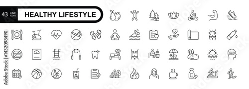 Healthy lifestyle line editable  stroke Icons set.