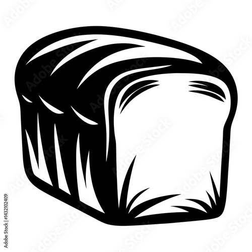 Stylized Loaf of Bread with Thick Black Outlines and White Fill