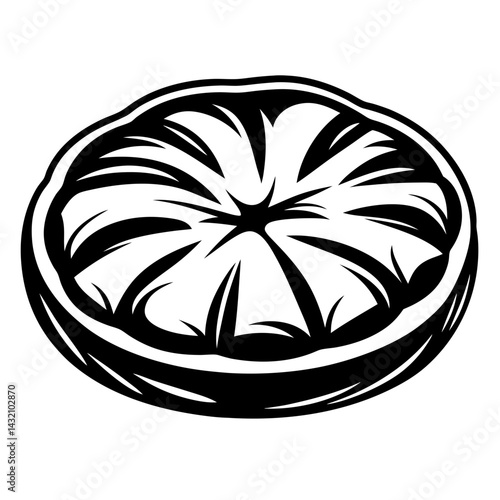 Monochrome vector illustration of a cross section of a citrus fruit