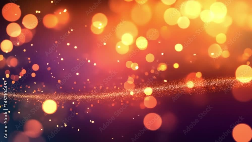 Glowing yellow and orange abstract bokeh background with lights
