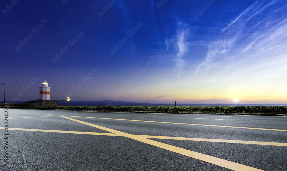 Fototapeta premium sunset over the road view beach landscape outdoor travel