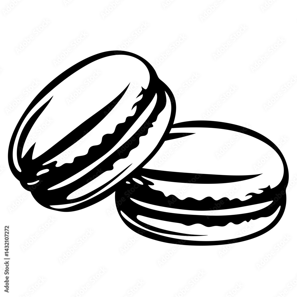 Obraz premium Two Black and White Macarons in a Simple Artistic Arrangement
