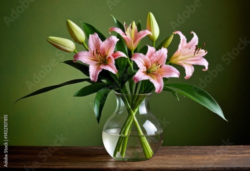 Wallpaper Mural The table has a vase with pink flowers inside Torontodigital.ca