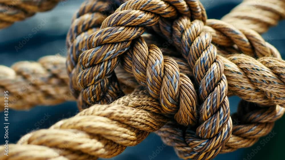 Different ropes intricately woven into a knot, a visual metaphor for teamwork and collaboration. Ai Generated. Different ropes intricately woven into a knot, a visual metaphor for teamwork and collaboration. Ai Generated.