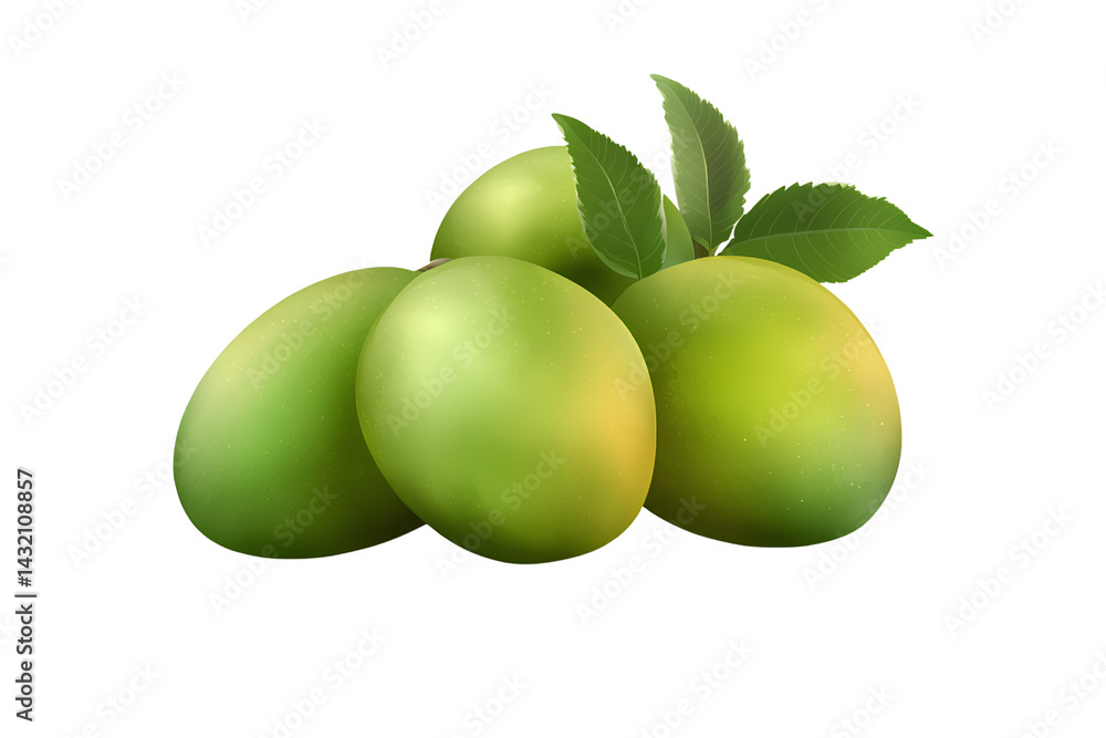 Obraz premium Green mangoes, transparent background