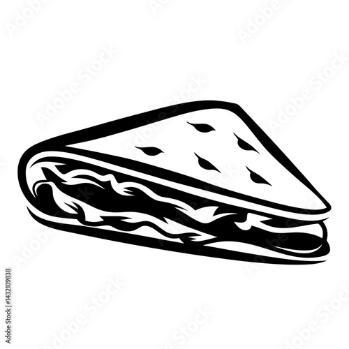 Stylized Black and White Sandwich Image with a Triangle Cut Aesthetic
