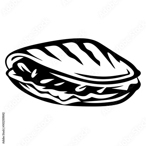 A high contrast illustration of a sea shell open to reveal contents