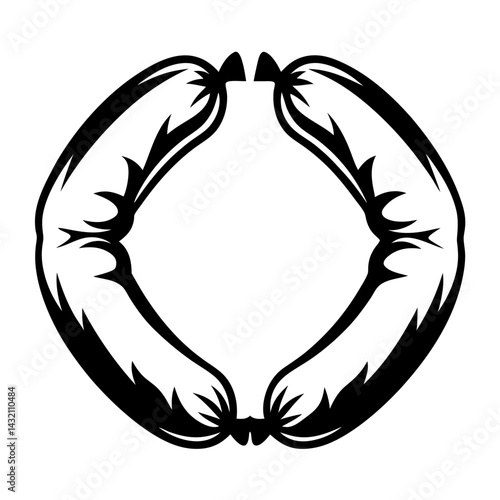 Stylized monochrome sausages framing a blank space perfect for your message