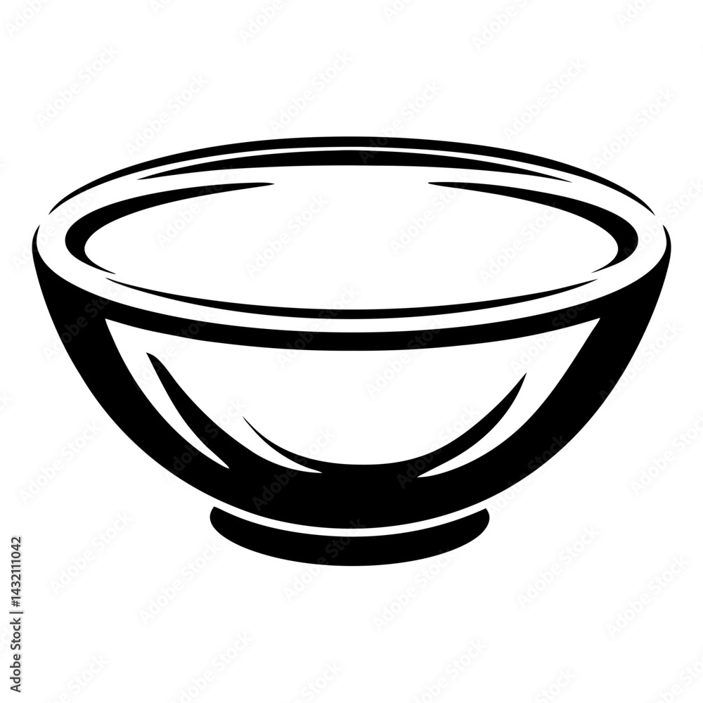 Elegant bowl vector graphic, monochrome illustration for culinary design element Elegant bowl vector graphic, monochrome illustration for culinary design element