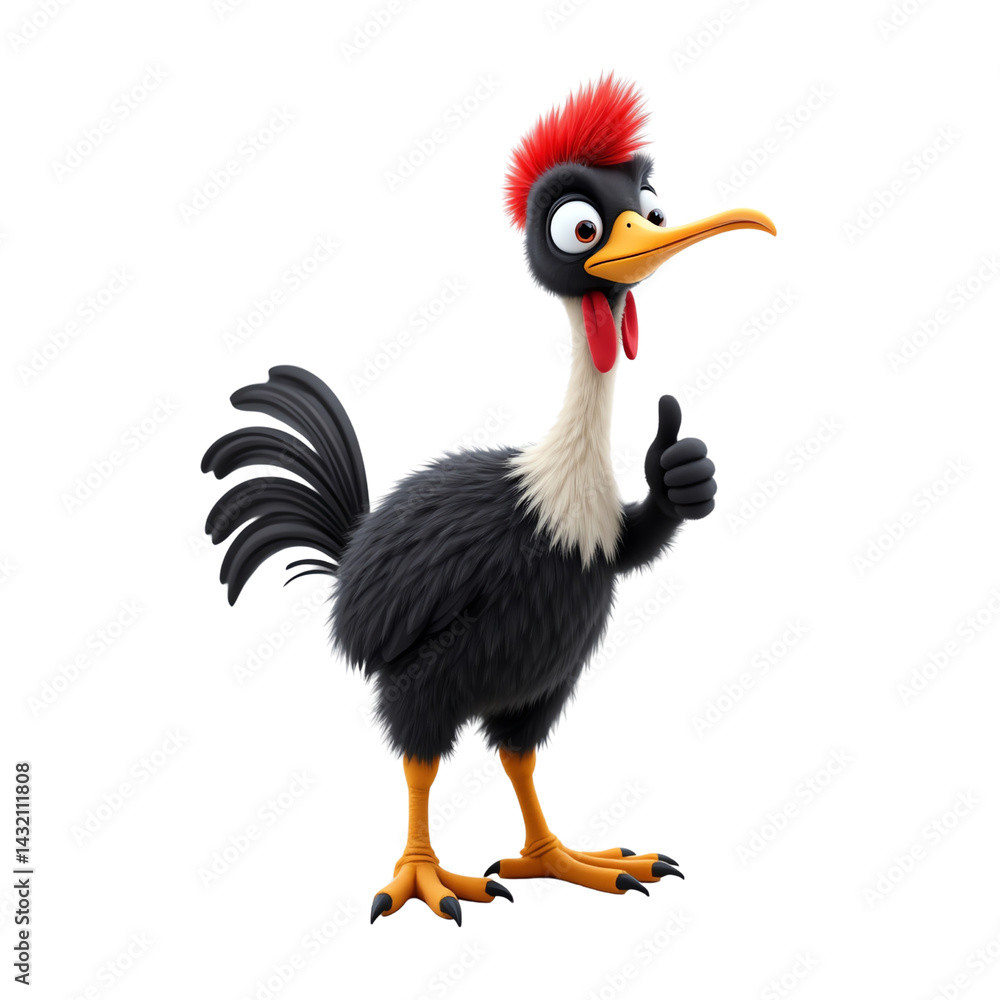 Obraz premium Cartoon chicken character, white isolated background