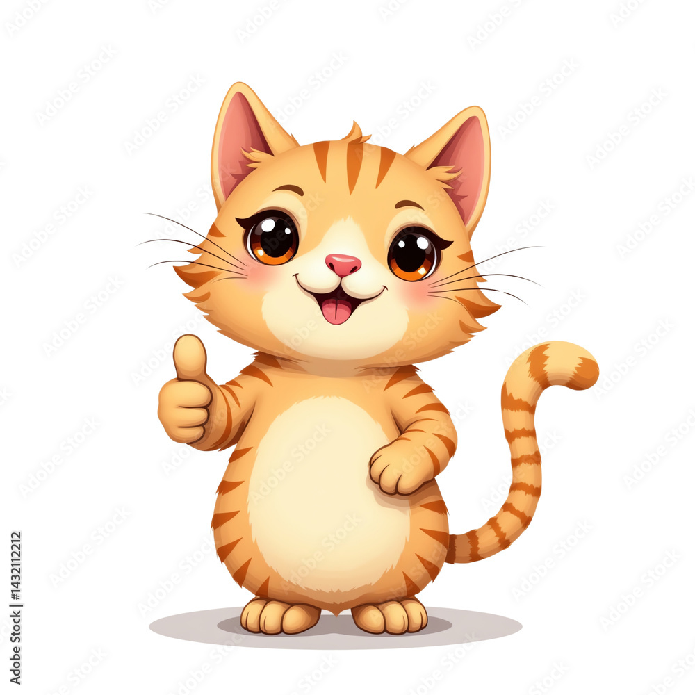 Cute orange cat with a thumbs up gesture. Cute orange cat with a thumbs up gesture.