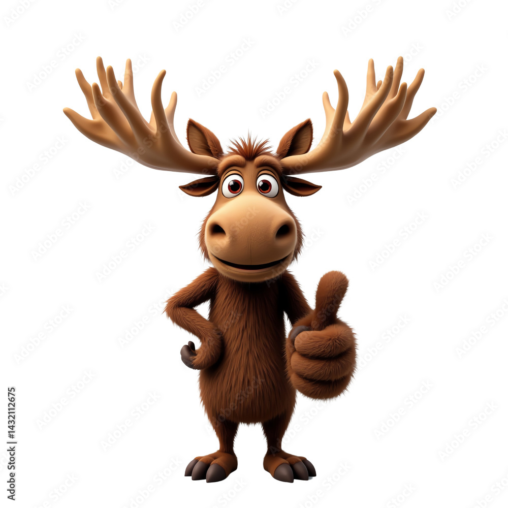 Obraz premium Cheerful moose giving a thumbs up, isolated