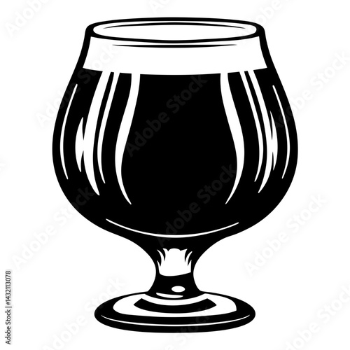Stylized Black and White Vector Graphic of a Snifter Glass Full of Drink