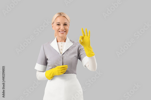 Middle-aged chambermaid in ...