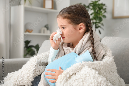 Sick little girl with hot w...