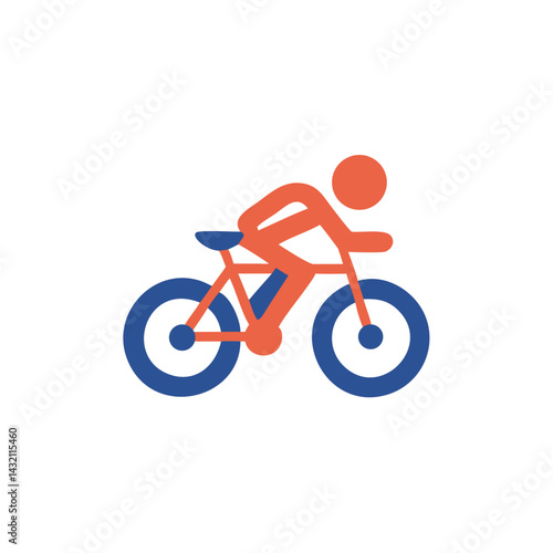 triathlon icon, Bicyclist riding a bike in a minimalist style  
