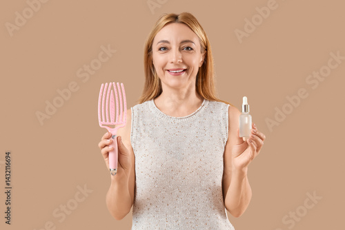 Mature woman with serum for...