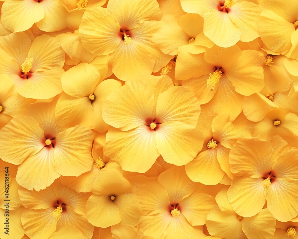 Obraz premium Dense Arrangement of Yellow Hibiscus Blossoms