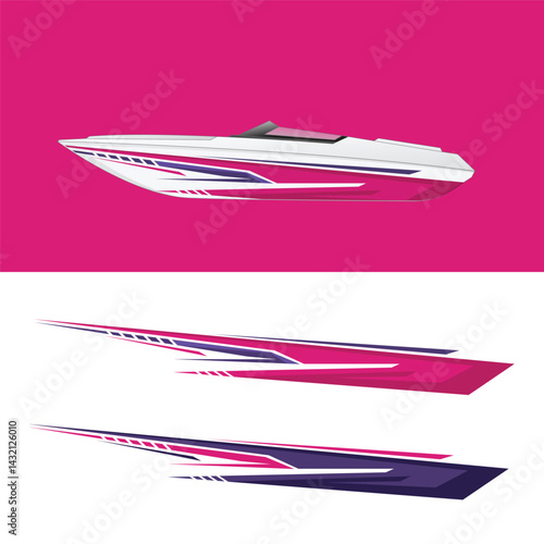 boat body wrapping sticker decal vector design
