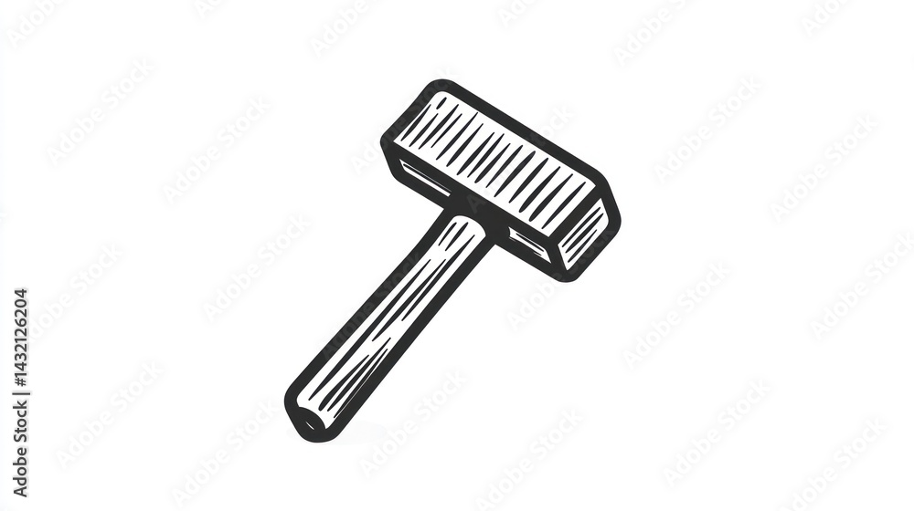 Hand-drawn hammer illustration, isolated on white, for DIY projects Hand-drawn hammer illustration, isolated on white, for DIY projects
