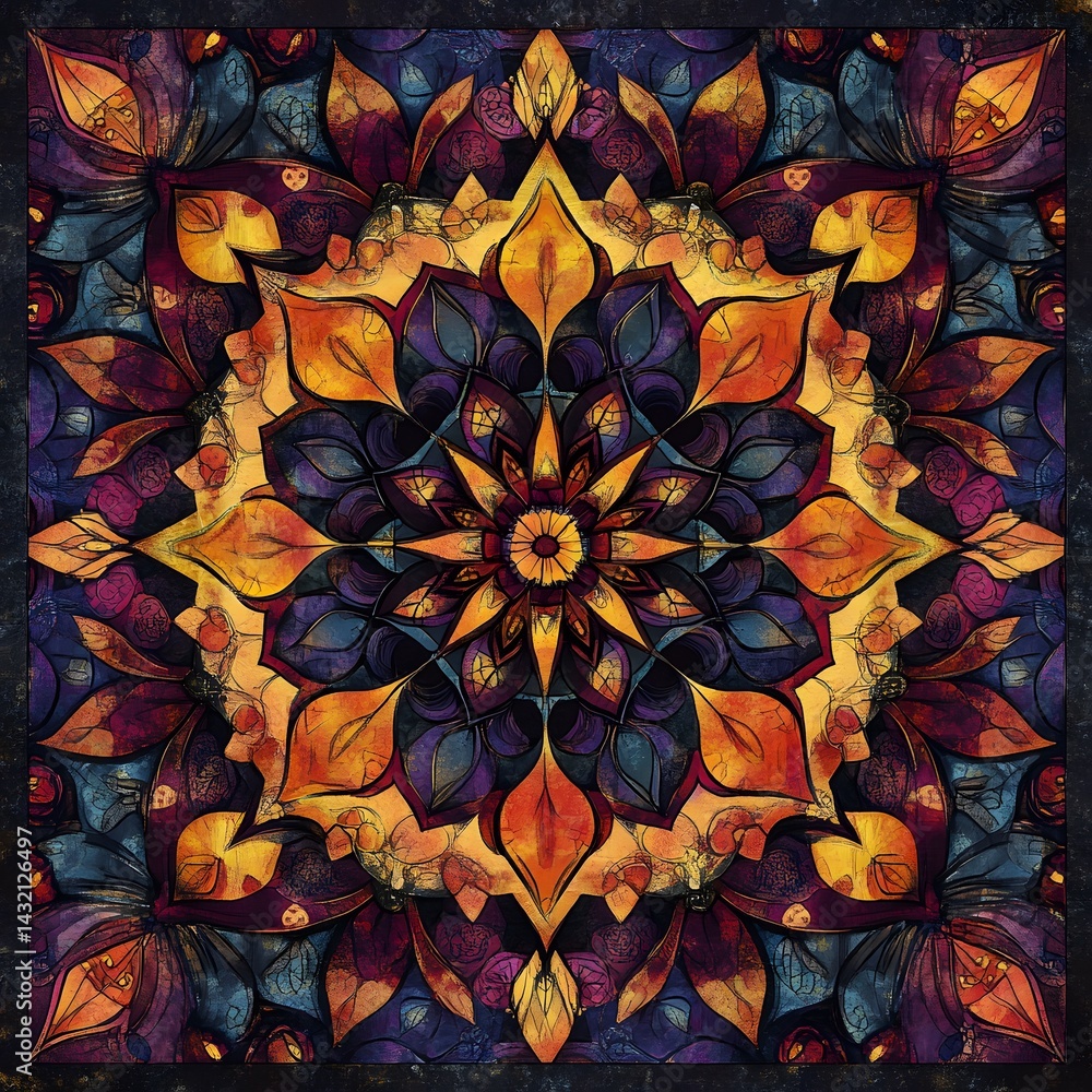 Geometric oriental pattern,geometric floral pattern on black background,vector illustration,floral cross stitch pattern,Aztec style,abstract background.design for texture,fabric,clothing,decoration.