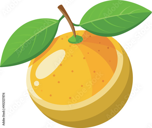 A vibrant vector art illustration of a delicious yuzu fruit, showcasing its fresh, citrusy appeal with detailed, colorful design elements.
