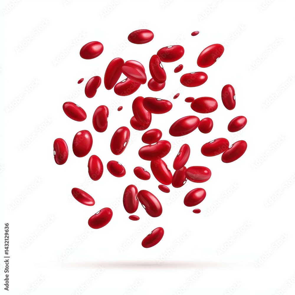 Vibrant red beans soar against a crisp white backdrop, showcasing their rich color and smooth texture. Vibrant red beans soar against a crisp white backdrop, showcasing their rich color and smooth texture.