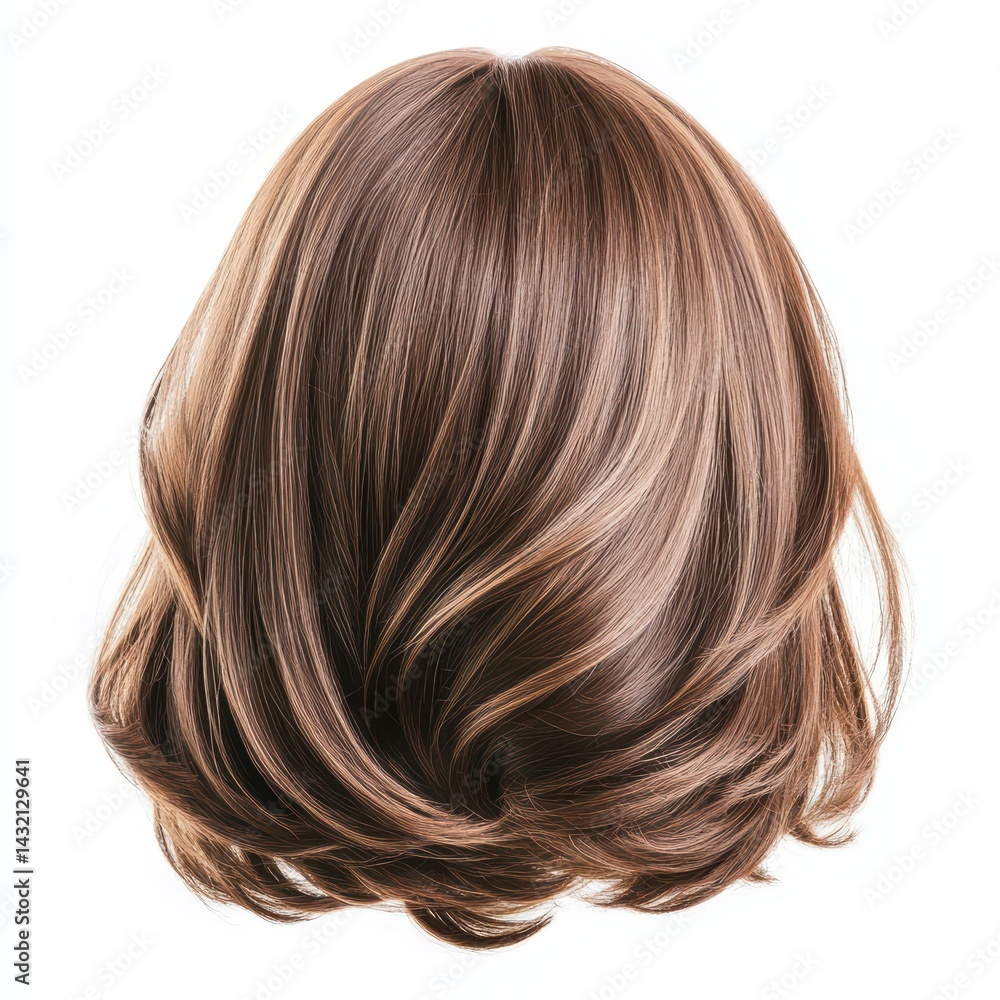 Naklejka premium Elevate your look with this stylish hair wig. Perfect for a new vibe or quick change on a white backdrop.