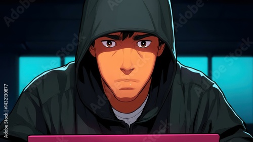 A skilled hacker operates stealthily within a dark server room, showcasing the looming threat of cybersecurity breaches.