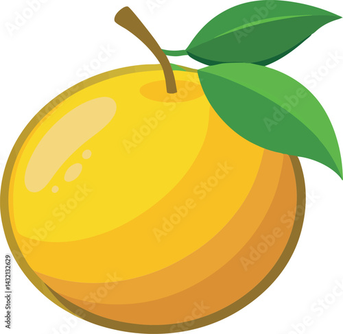 A vibrant vector art illustration of the delicious yuzu fruit, showcasing its fresh, citrusy appeal with bold, colorful design elements