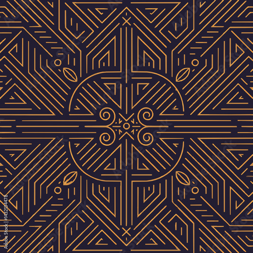 Golden Geometric Art Deco Pattern Background