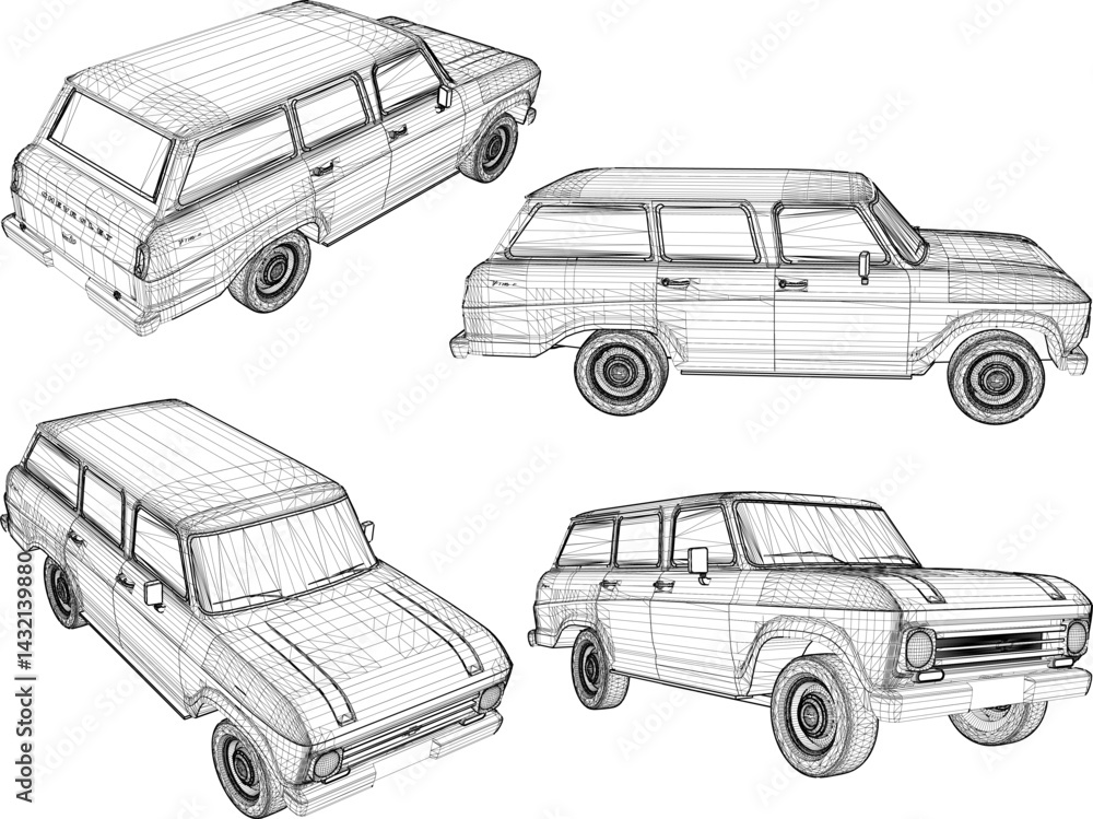 Fototapeta premium sketch vector illustration design of classic vintage luxury old car vehicle 
