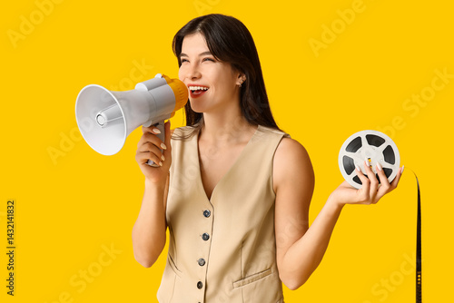 Young happy female movie di...