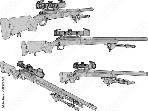 sketch vector illustration design image of a classic old long-barreled rifle weapon vintage ethnic